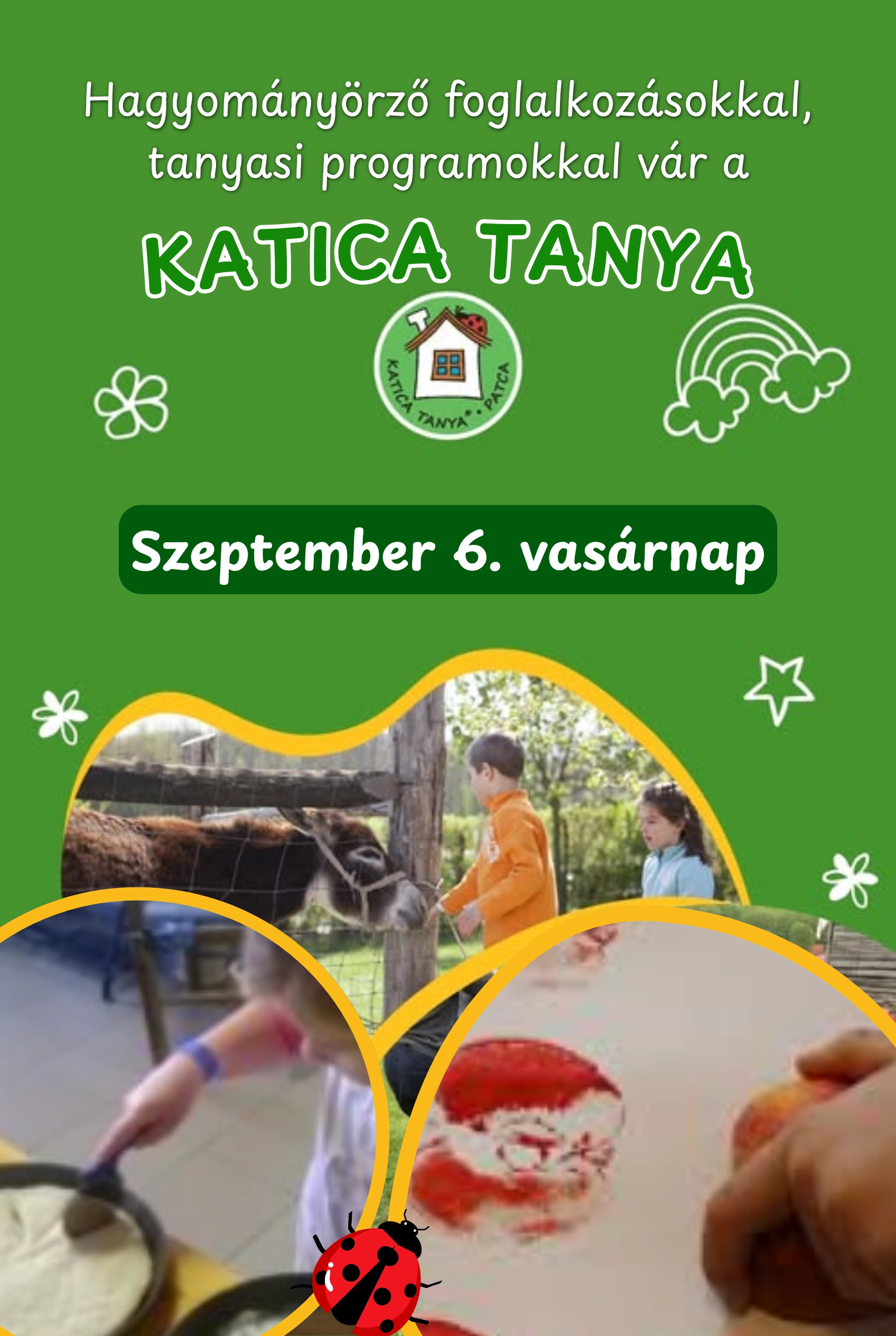 Vasárnapi tanyasi nap a Katica Tanyán langallósütéssel és őszi kézműves foglalkozással esemény poszter