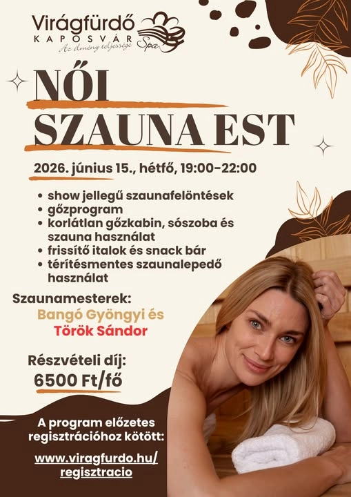 Női Szauna Est a Virágfürdőben esemény poszter
