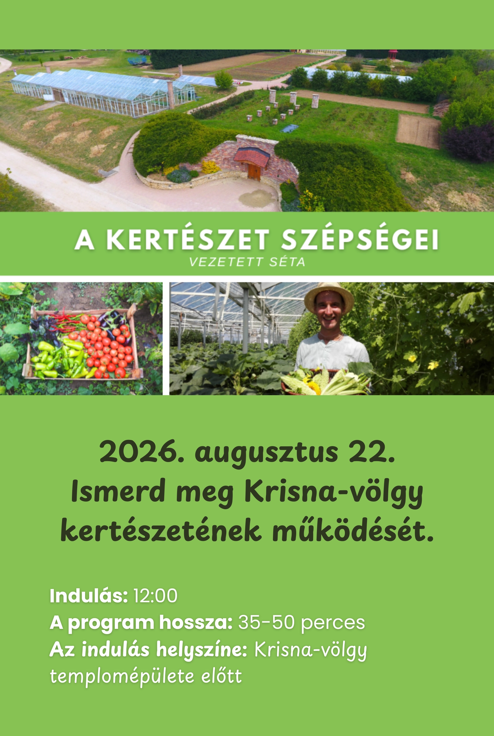 A kertészet szépsége – Kertészeti séta Krisna-völgyben esemény poszter