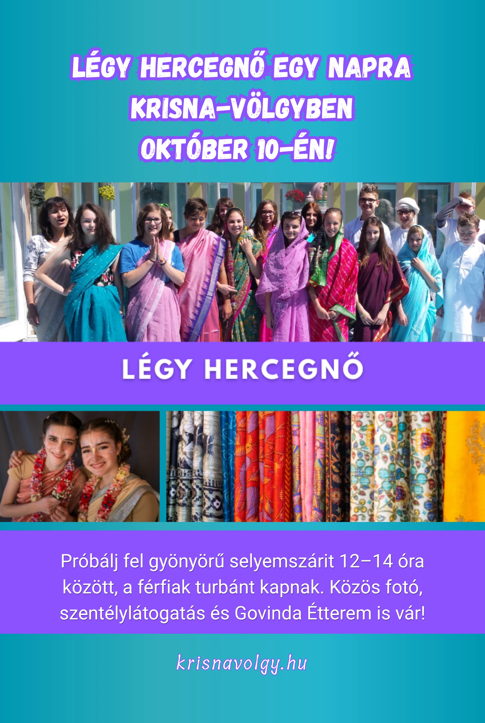 Légy hercegnő – indiai viselet kipróbálása a Krisna-völgyben esemény poszter