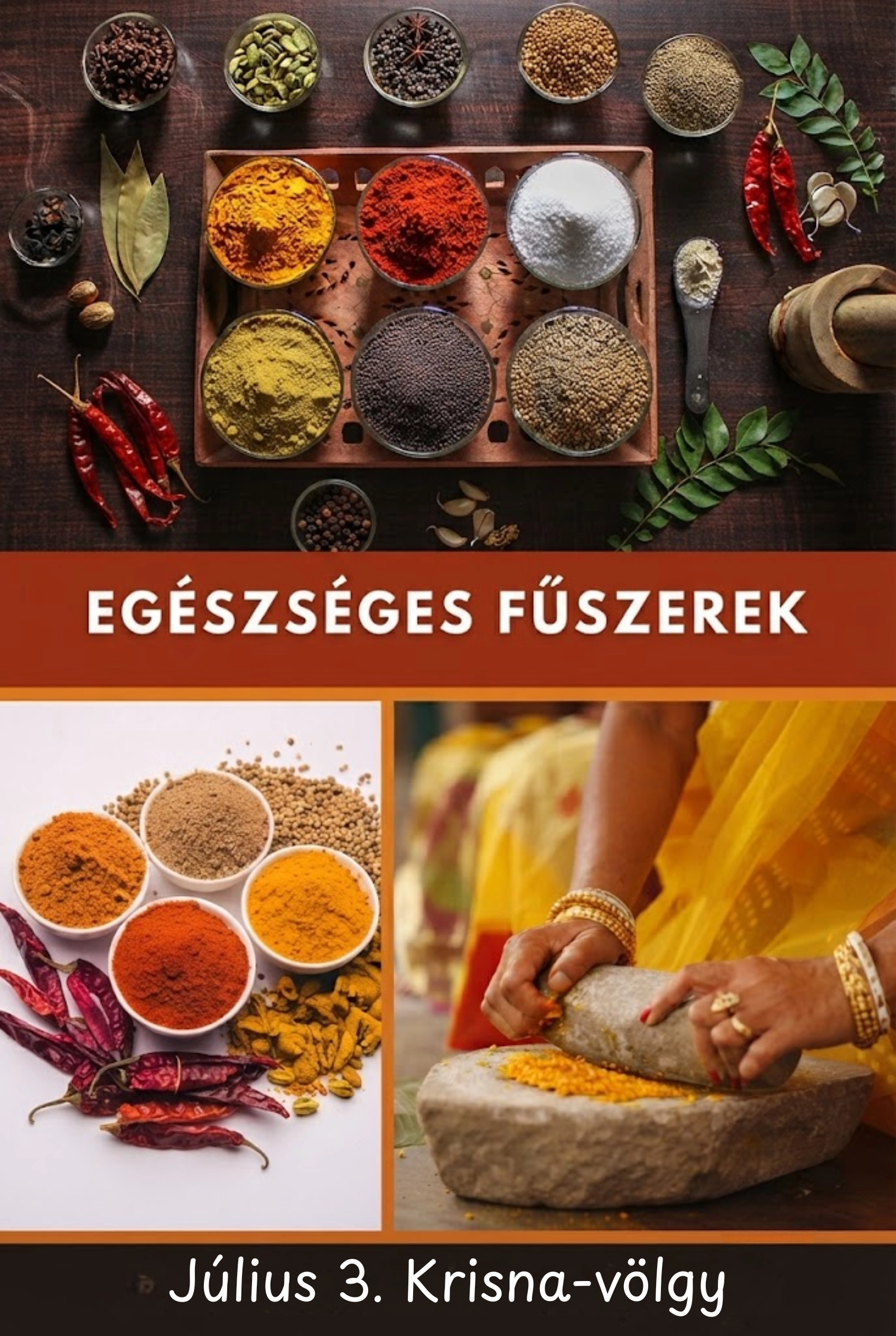Egészséges fűszerek – Keleti fűszerbemutató előadás Krisna-völgyben esemény poszter