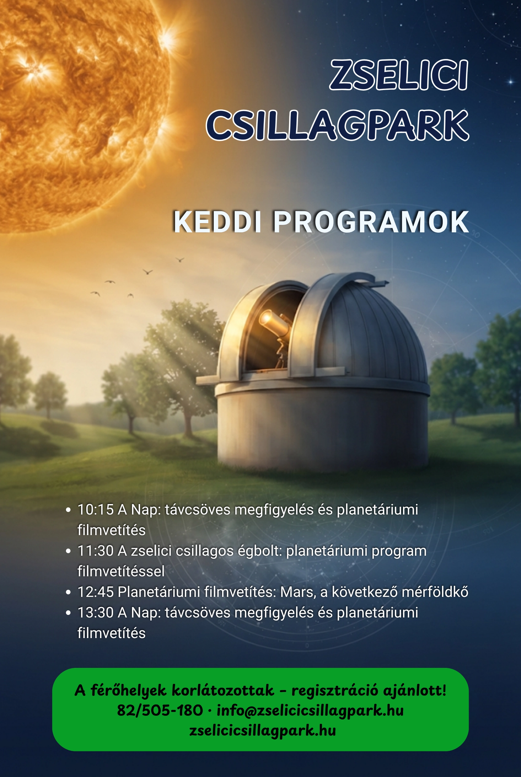 Nap, Mars és a zselici égbolt – keddi programok a Csillagparkban esemény poszter