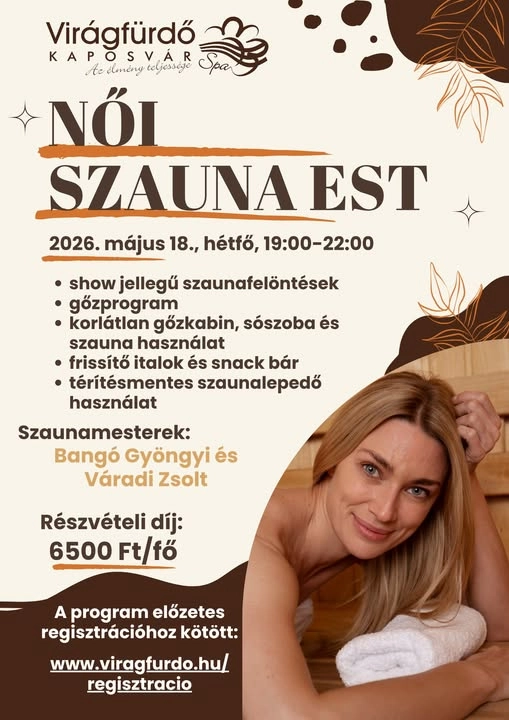 Női Szauna Est a Virágfürdőben esemény poszter