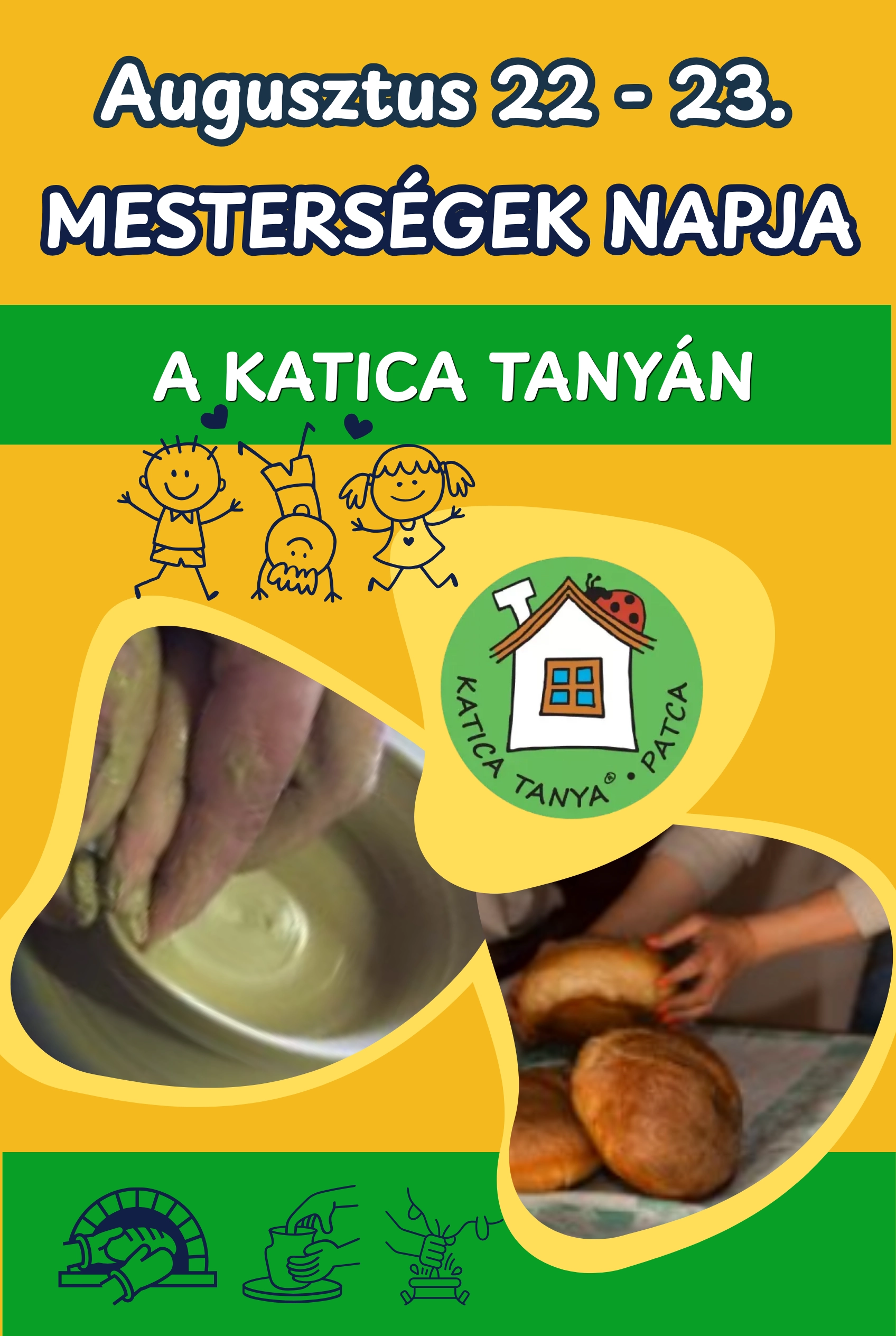 Mesterségek napja a Katica Tanyán – Agyagozás Falusiné Terjék Évával esemény poszter