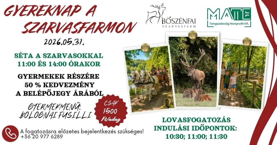 Gyereknap a Bőszénfai Szarvasfarmon! esemény poszter