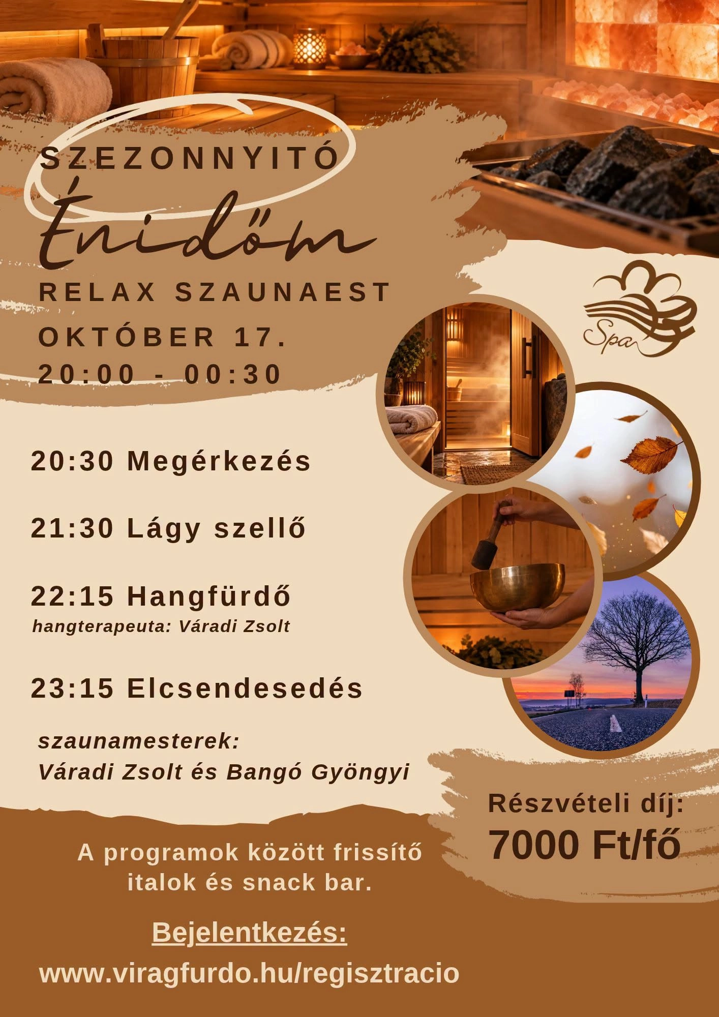 Szaunaszeánszok és hangfürdő a Virágfürdő őszi Énidőm estjén esemény poszter