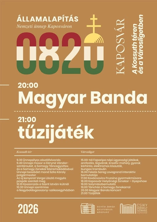 Államalapítás – Nemzeti ünnep Kaposváron esemény poszter