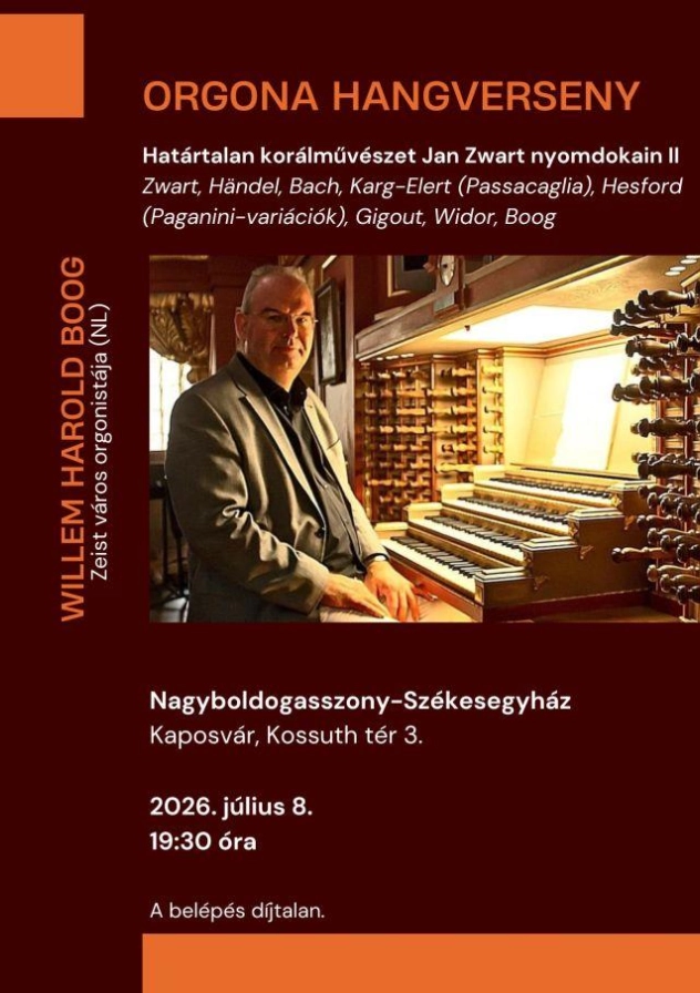 Orgona Hangverseny – Willem Harold Boog a Nagyboldogasszony-Székesegyházban esemény poszter