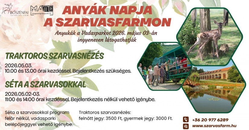 Anyák napja a Bőszénfai Szarvasfarmon esemény poszter