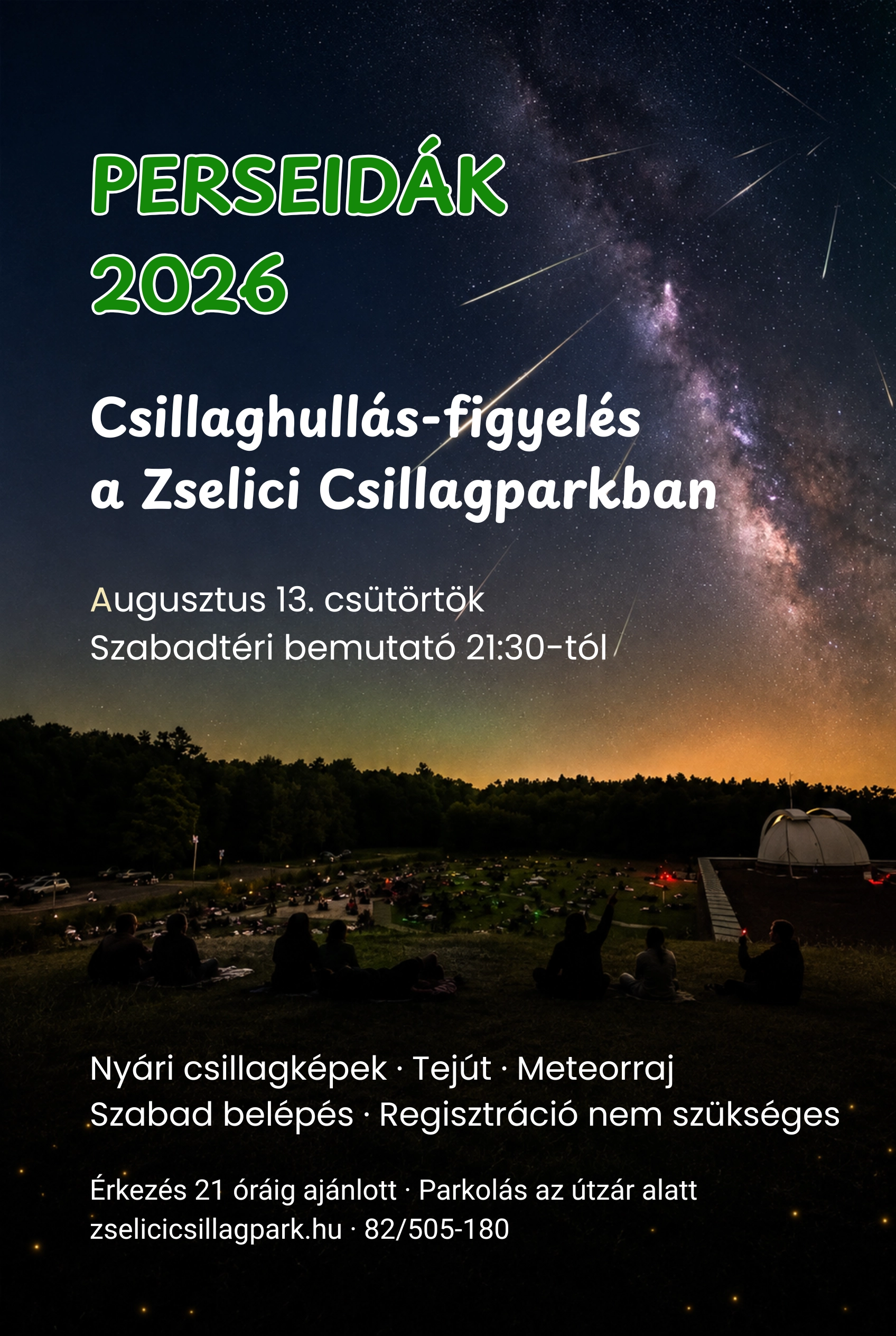 Perseidák 2026 – Csillaghullás-figyelés a Zselici Csillagparkban esemény poszter