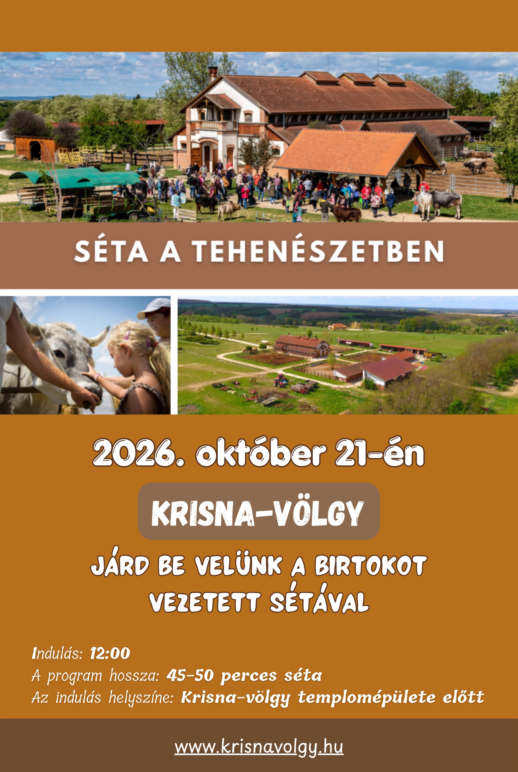 Séta a Tehénvédelmi Központban Krisna-völgyben esemény poszter