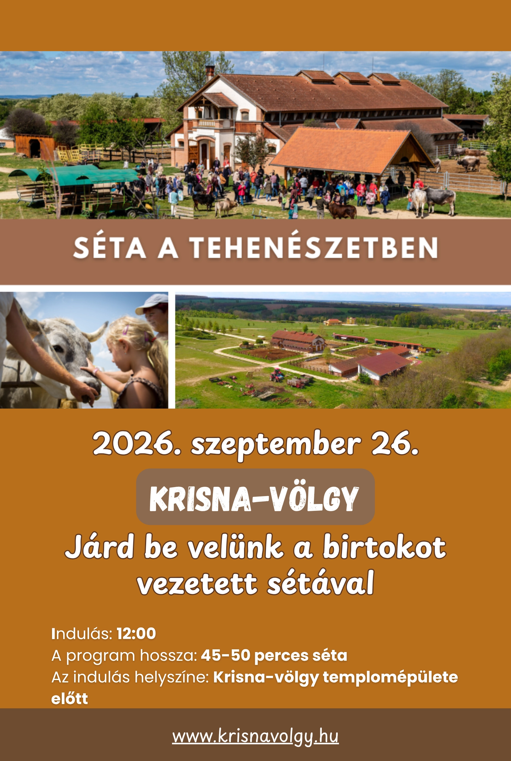 Séta a Tehénvédelmi Központban Krisna-völgyben esemény poszter