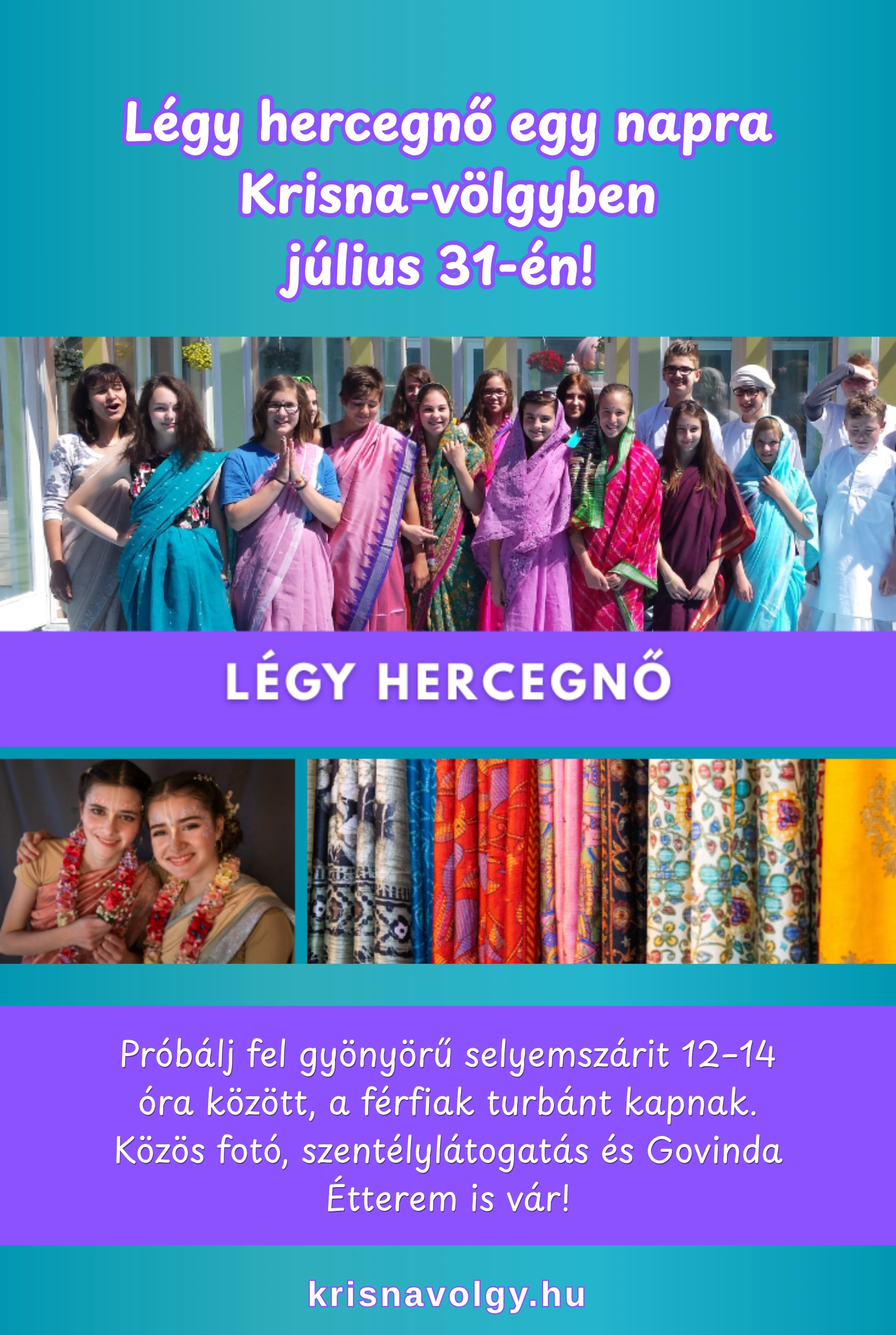 Légy hercegnő egy napra! – Indiai viseletpróba Krisna-völgyben esemény poszter