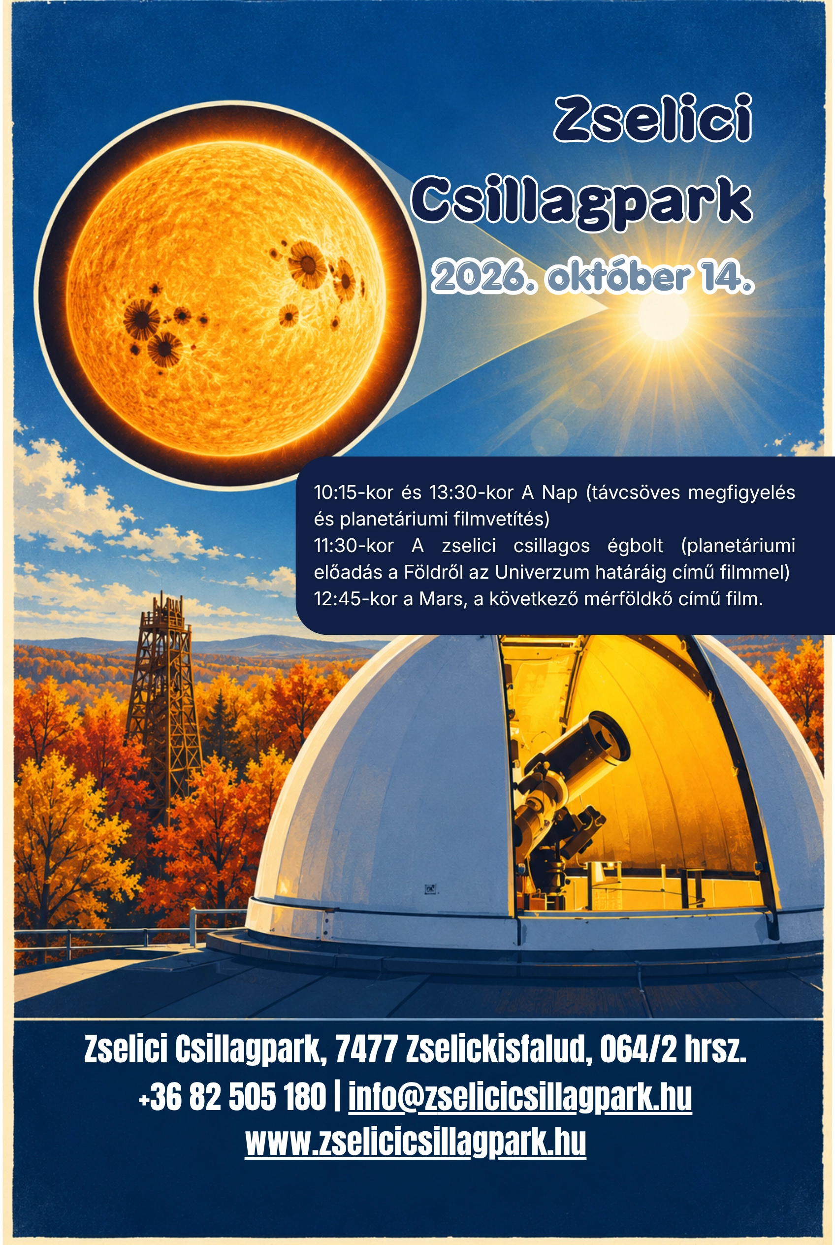 Távcsőves és planetáriumi programok október 14-én a Zselici Csillagparkban esemény poszter