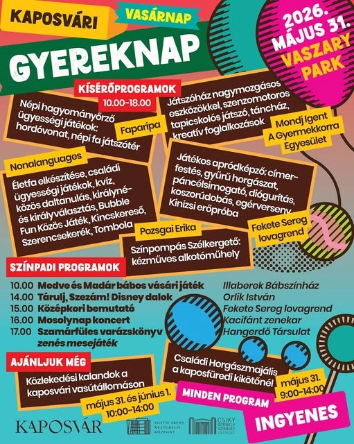 Kaposvári Gyereknap a Vaszary Parkban esemény poszter