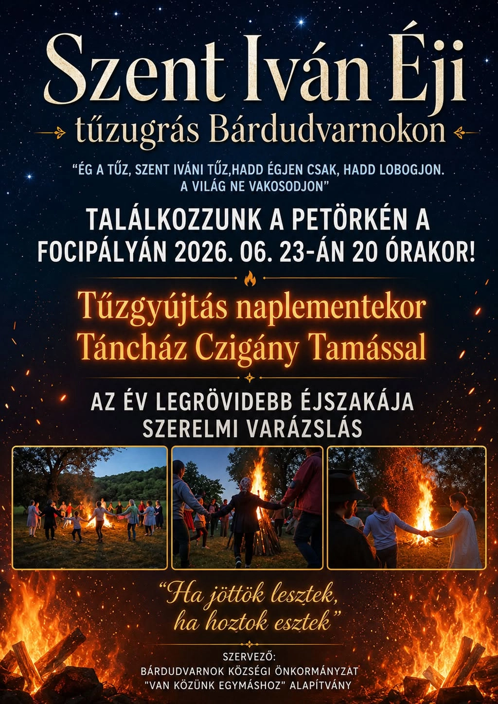 Szent Iván Éji Tűzugrás Bárdudvarnokon esemény poszter